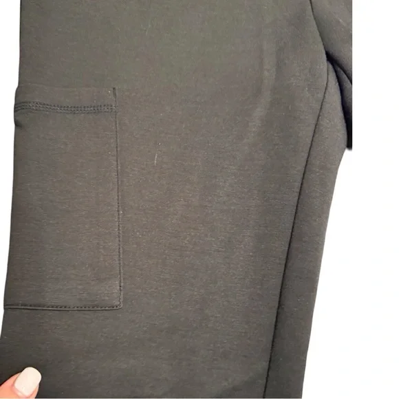 Jaanuu Zip Front Scrub Pants M Bootcut Flare Bottoms High Rise Ponte Knit Black - Picture 3 of 8